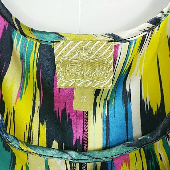 Anthropologie Postella 100% Silk Postella Multicolored Cold Shoulder Top S - Picture 4 of 7